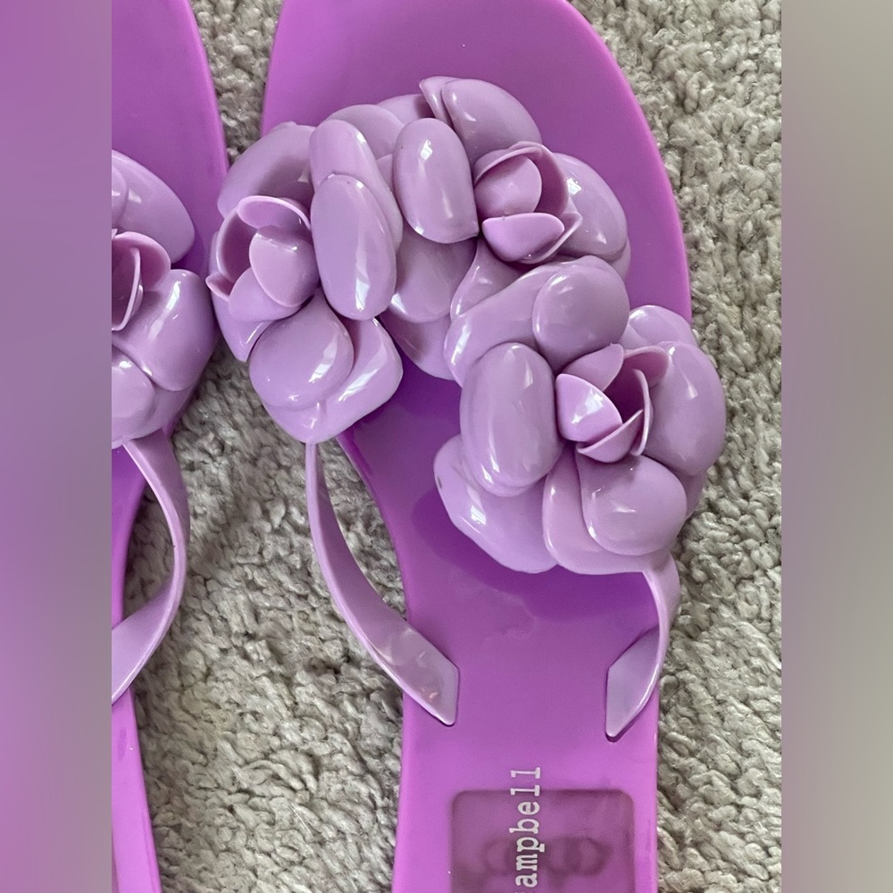 NWOT Jeffrey Campbell Fleuris Jelly-Flip Flop Flower Thong Sandal Purple🍇Size 9 - Picture 2 of 6